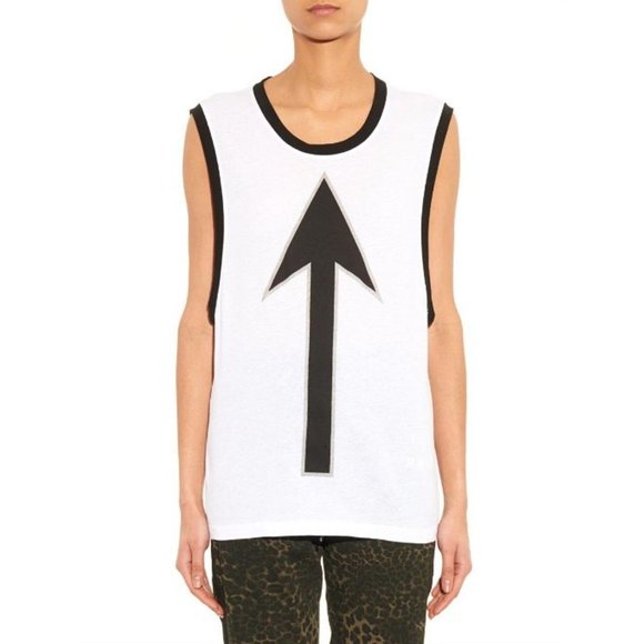 THE UPSIDE Black Arrow Print COTTON JERSEY Tank White TOP ( L ) - Picture 2 of 4